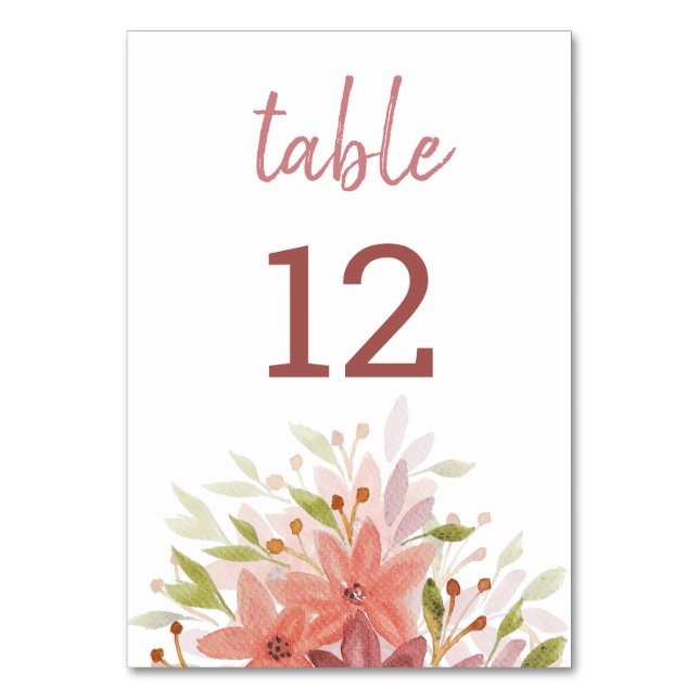 Numéro De Table Rustique Pays Terracotta Blush Aquarelle Florale (Par défaut)