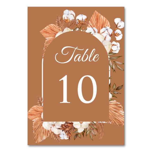 Numéro De Table Rustique Terracotta Boho Pampas Arché Mariage (Par défaut)