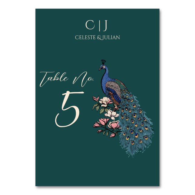 Numéro De Table Rustique Turquoise vert Peacock Mariage Numéro de  (Par défaut)