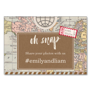 Numéro De Table Rustique vintage voyage Mariage Social Media Card