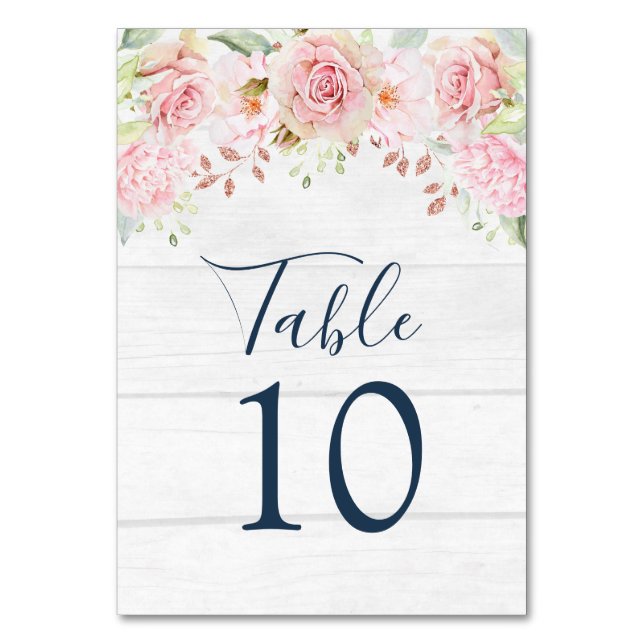 Numéro De Table Rutsic Pink Floral Wedding Table Number Cards (Par défaut)