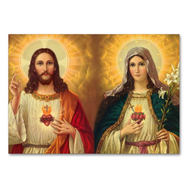 Numéro De Table Sacré Coeur de Jésus et Vierge Marie (Devant)