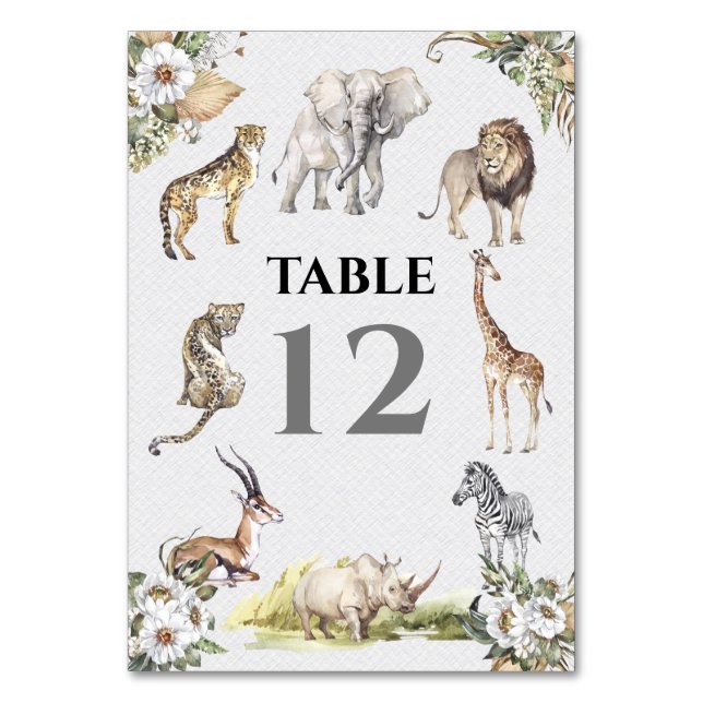 Numéro De Table Safari tropical Animaux Jungle Mariage (Par défaut)