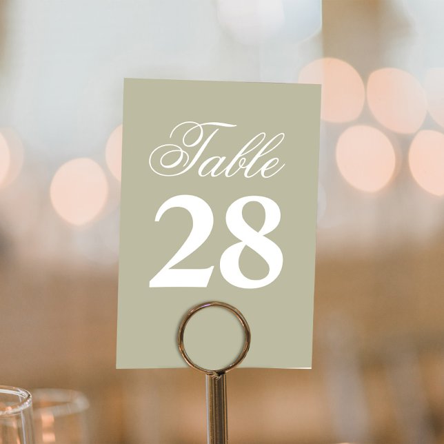 Numéro De Table Sage Green Script Wedding Table Number  (Sage green wedding table number.)