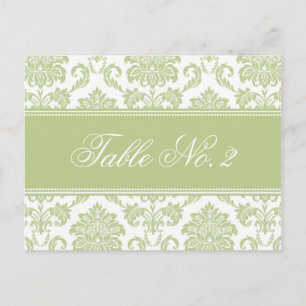 Numéro de table Sage Mariage damassé