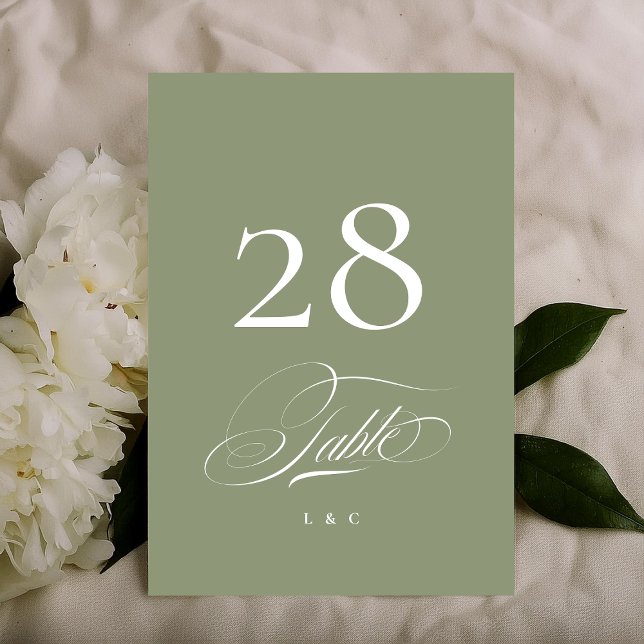 Numéro De Table Sage on White Elegant Mariage de calligraphie (Créateur téléchargé)