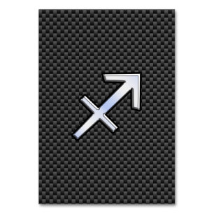 Numéro De Table Sagittarius Zodiac Sign Black Carbon Fiber Print