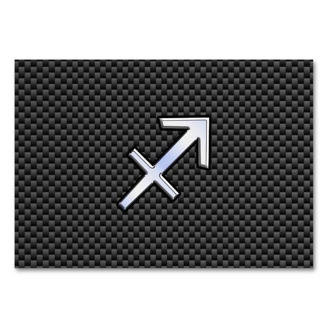 Numéro De Table Sagittarius Zodiac Sign Black Carbon Fiber Print (Devant)
