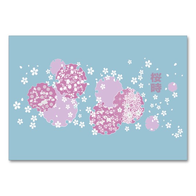 Numéro De Table Sakura, fleurs de cerisiers (Devant)