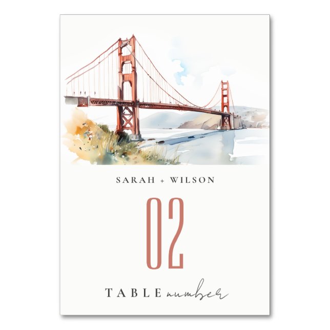 Numéro De Table San Francisco Golden Gate Bridge Landscape Wedding (Par défaut)