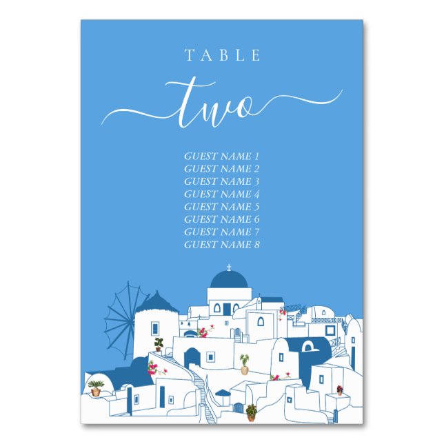 Numéro De Table Santorin Destination Mariage de l'île grecque (Par défaut)