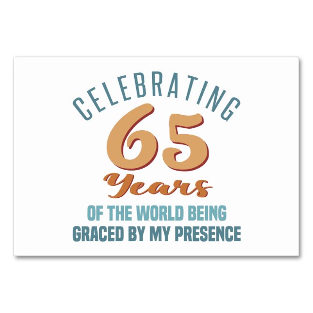 Numéro De Table Sassy 65e Anniversaire Attitude (Devant)