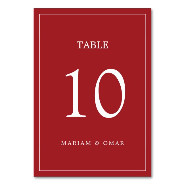 Numéro De Table Scarlett Red Minimalist Script avec Mariage fronta (Par défaut)