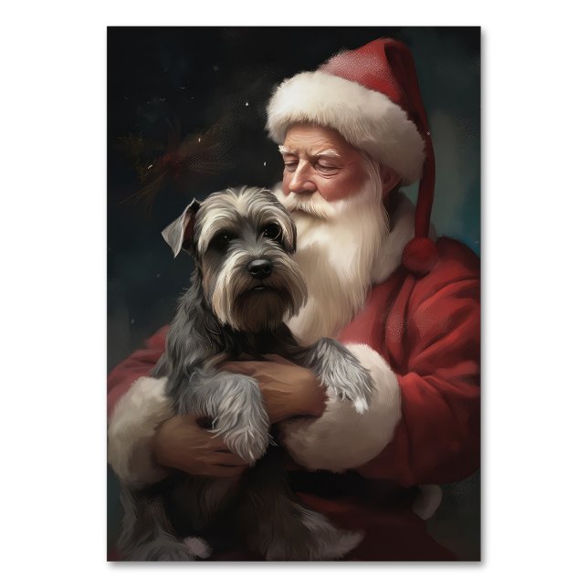 Numéro De Table Schnauzer avec Noël Festif du Père Noël (Par défaut)
