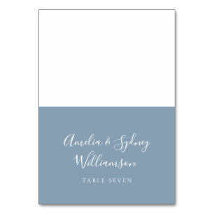 Numéro De Table Script bleu poussiéreux minimal Nom personnalisé C