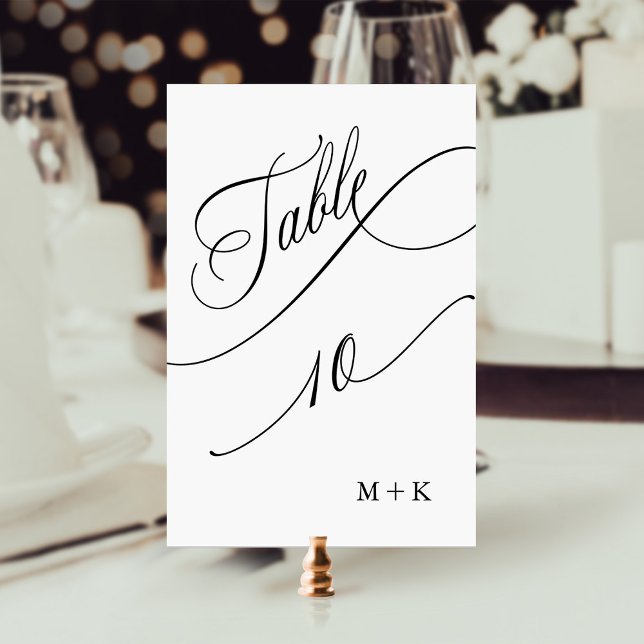 Numéro De Table Script de luxe Mariage noir et blanc numéro 10, (Créateur téléchargé)