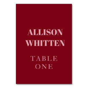 Numéro De Table Script manuscrit rose et rouge Mariage personnalis