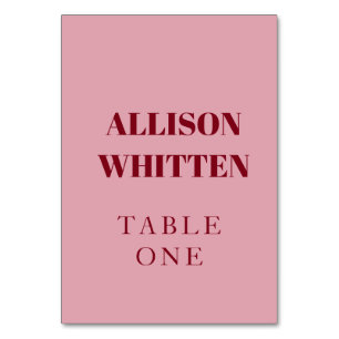 Numéro De Table Script manuscrit rose et rouge Mariage personnalis