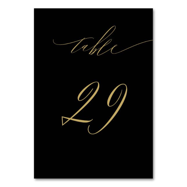 Numéro De Table Script minimaliste Black Gold Élégant 29 Mariage (Par défaut)