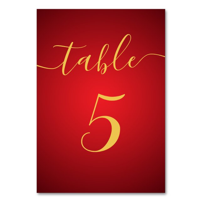 Numéro De Table Script moderne élégant Mariage à thème rouge (Dos)