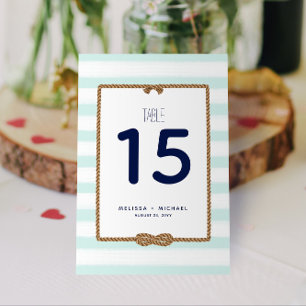 Numéro de table Seafoam White Nautical Knot 3,5x5,