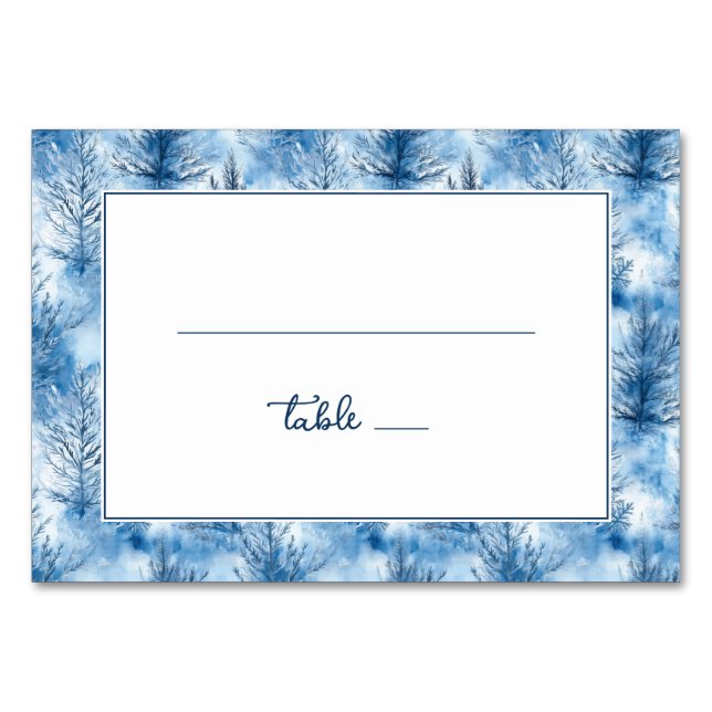 Numéro De Table Serene Blue Winter Trees (Devant)