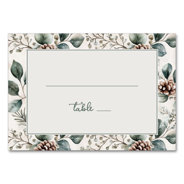 Numéro De Table Serene Green Rustic Botanical Border (Devant)