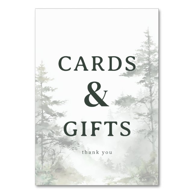 Numéro De Table Serene Green Watercolor Pine Trees (Par défaut)