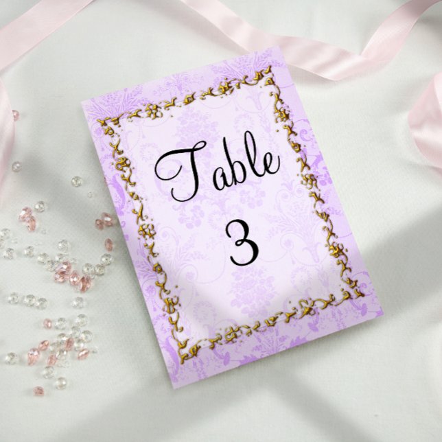 Numéro De Table Shabby Chic Purple Mariage damassé (Créateur téléchargé)