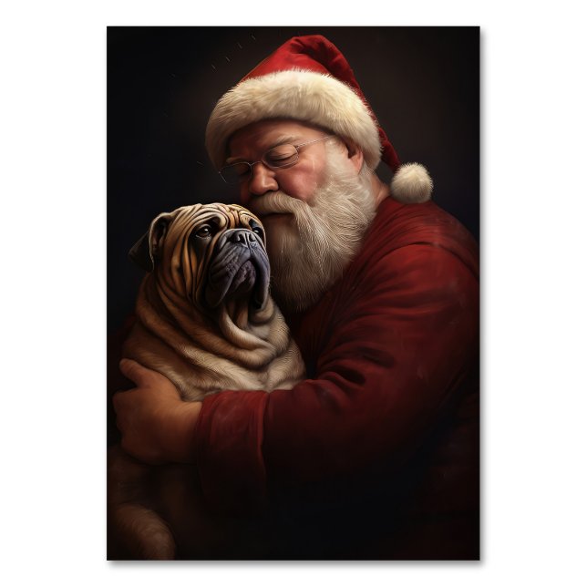 Numéro De Table Shar Pei avec Noël Festif du Père Noël (Par défaut)