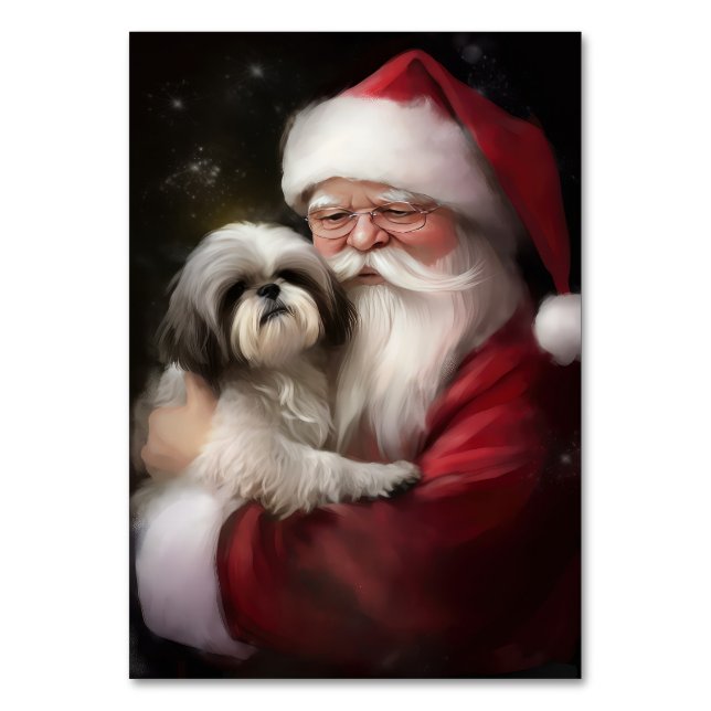 Numéro De Table Shih Tzu Avec Noël Festif Du Père Noël (Par défaut)