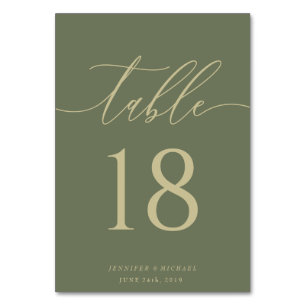 Numéro De Table Siège Mariage Sage Green Gold Simple