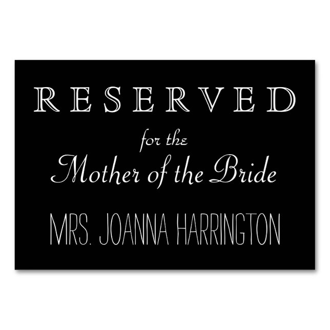 Numéro De Table SIGNE RÉSERVÉ Mariage noir et blanc (Devant)