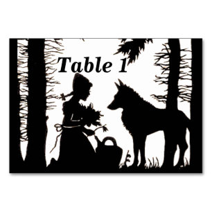 Numéro De Table Silhouette Noire Rouge Chaperon Rouge Wolf Sous Ar