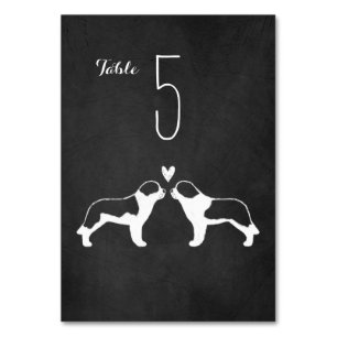 Numéro De Table Silhouettes de Saint Bernard Dog Réception de mari