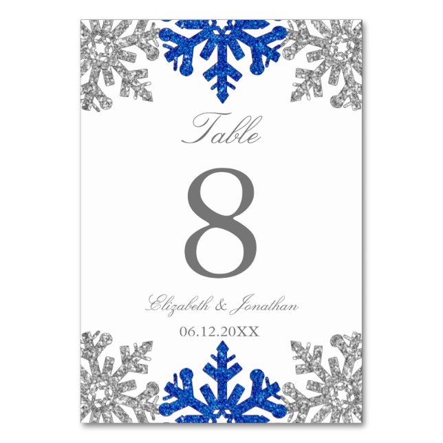 Numéro De Table Silver Blue Snowflake Mariage d'hiver (Par défaut)