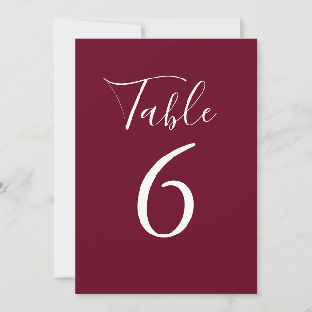 Numéro de table Simple Burgundy Chic Script (Devant)