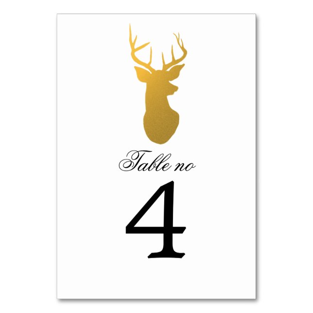 Numéro De Table Simple Classy Or Antler Moderne (Dos)