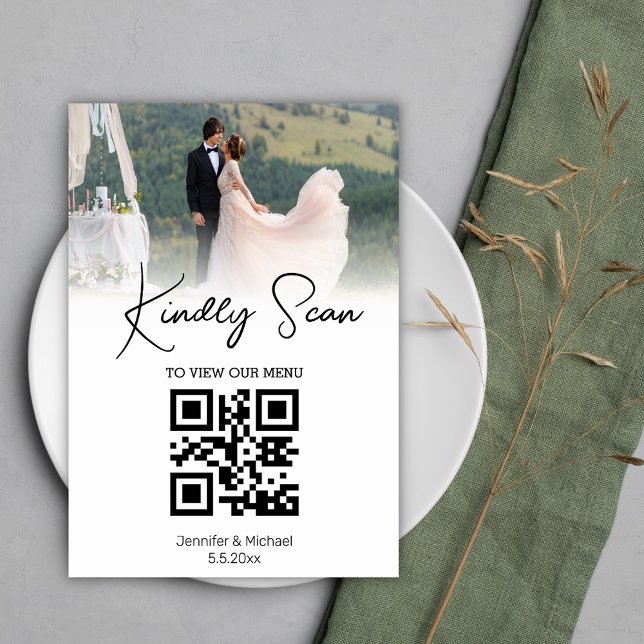 Numéro De Table simple code qr simple menu mariage photo (Créateur téléchargé)