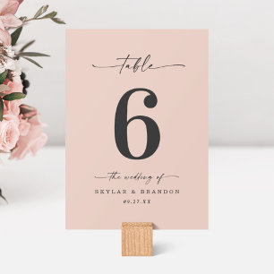Numéro De Table Simple Couleur Uni Légère Robe de Mariée Rose Pâle