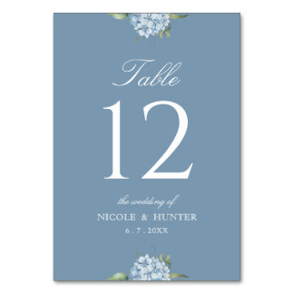 Numéro De Table Simple Dusty Blue Hydrangea Wedding Table Number
