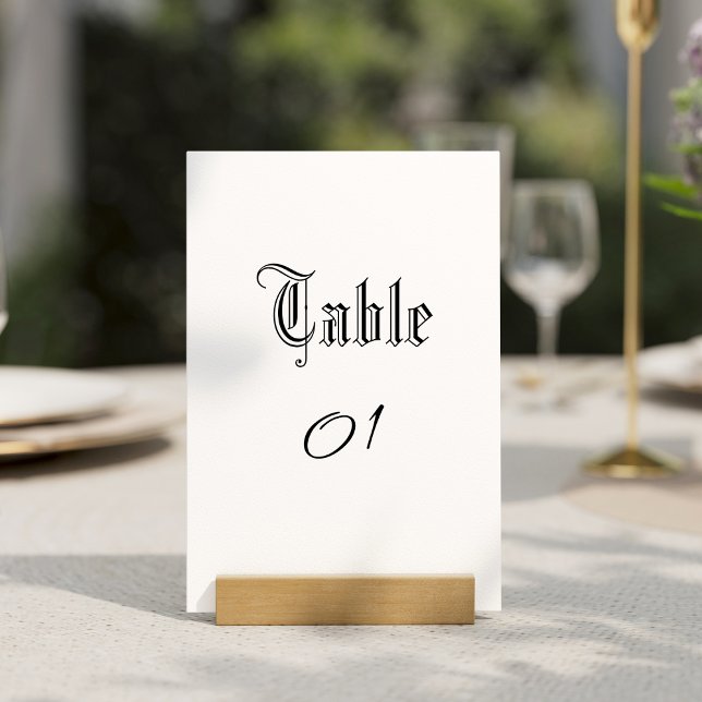 Numéro De Table Simple écriture rustique Mariage gothique noir (Créateur téléchargé)