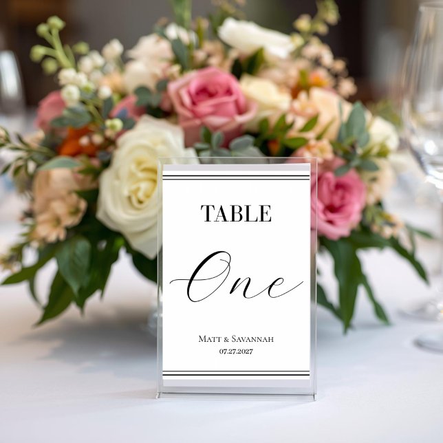 Numéro De Table Simple Elegant Black & White Formal Wedding (Créateur téléchargé)