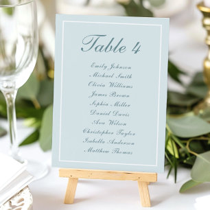 Numéro De Table Simple Elegant Bleu clair tableau de siège blanc