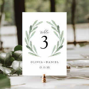 Numéro De Table Simple Elegant Wreath Green Table Mariage