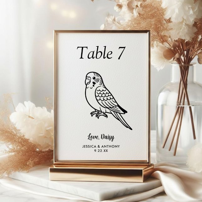 Numéro De Table Simple Mariage d'Animaux Domestiques en Noir et Bl (Créateur téléchargé)