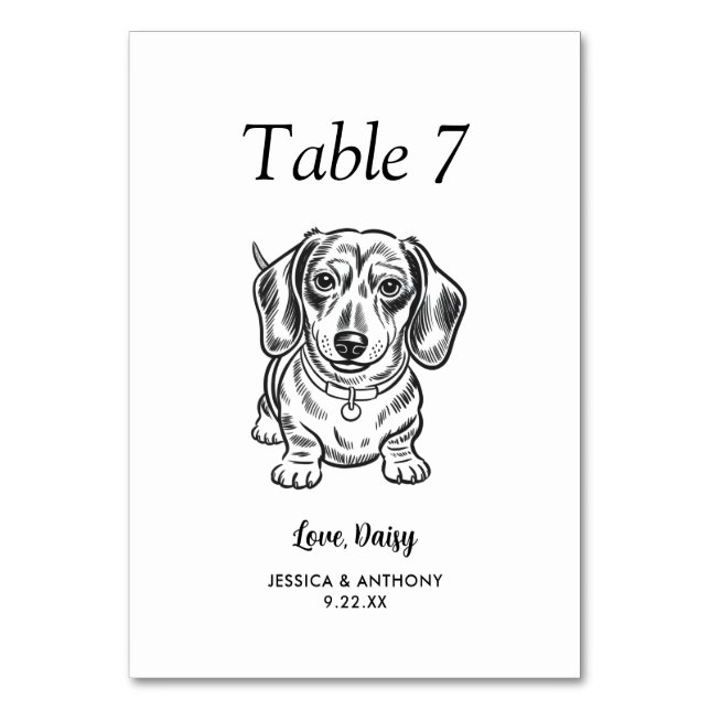 Numéro De Table Simple mariage de chien en noir et blanc  (Par défaut)