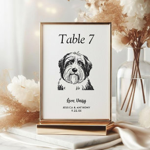 Numéro De Table Simple mariage de chien en noir et blanc