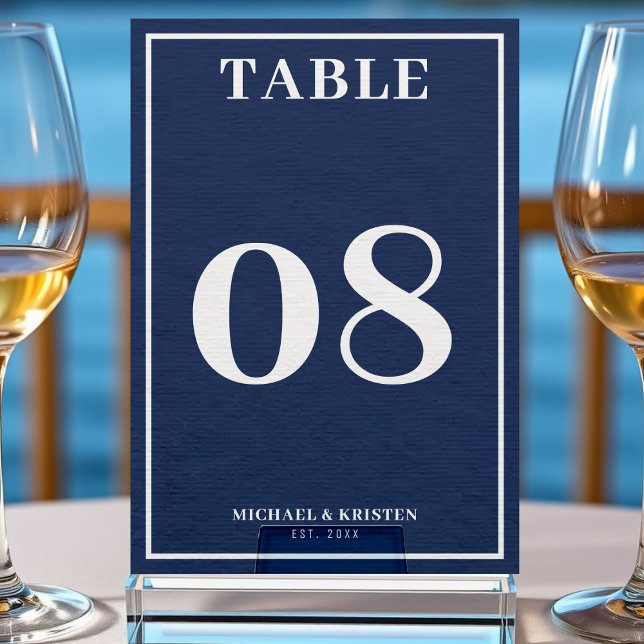 Numéro De Table Simple Mariage de frontière bleu bleu marine (Créateur téléchargé)
