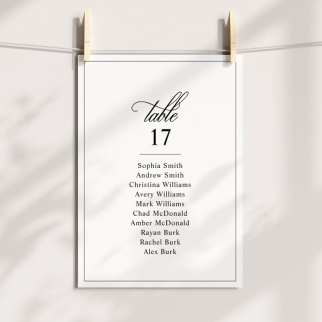 Numéro de table simple Mariage noir et blanc (Créateur téléchargé)
